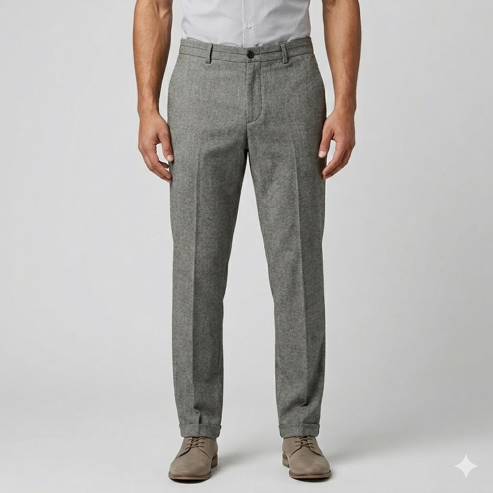 Zara Man Black Tag Wool Blend Textured Tailored Dress‎ Pants 34 Grey